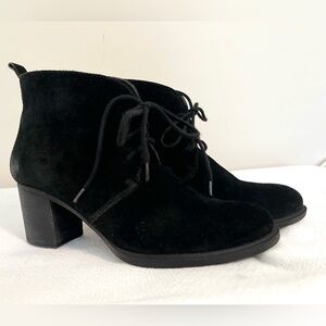 Black suede lace up ankle boots